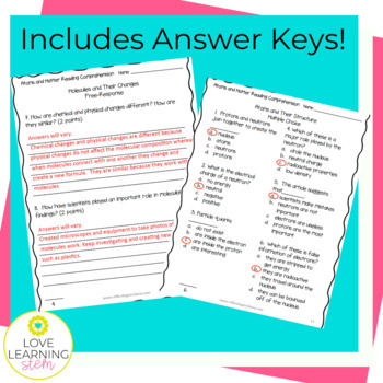 Atoms Molecules and Elements Reading Comprehension Google Slides Easel MS-PS1-1 - Image 2