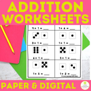 Math Addition to 10 Worksheets | Math Center Work Writing Number Sentences Easel