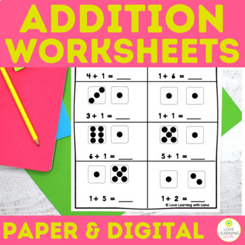 Math Addition to 10 Worksheets | Math Center Work Writing Number Sentences Easel