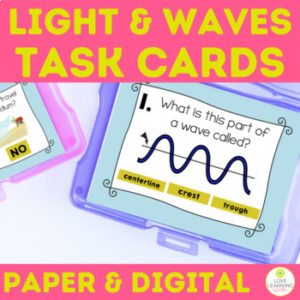 4th Grade Light and Sound Waves Information Task Cards Review Activity Games