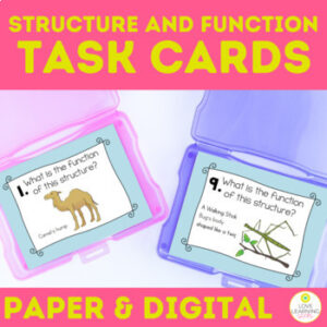 Animal and Plant Structure and Function Task Cards 4-LS1 Review Activity Games