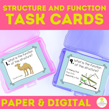 Animal and Plant Structure and Function Task Cards 4-LS1 Review Activity Games